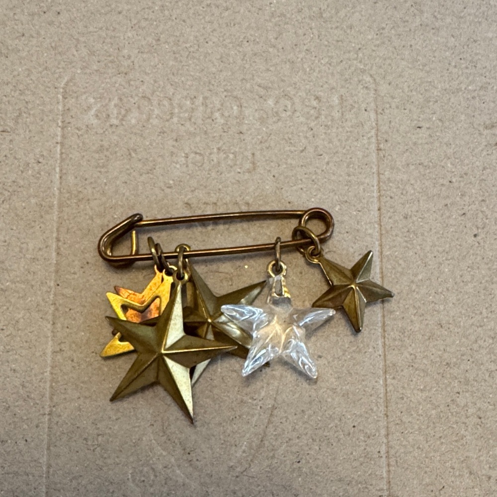 Star Charm Brooch with Gold and Clear Accents